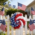 thumbnail image 6 of 4th of July Patriotic Wreath for Front Door– 15.75 inch 250th Anniversary American Flag Theme Red White Blue Handmade Flower Shaped Wreath,Memorial Day Independence Day Hanging Decoration, 6 of 6