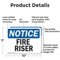 thumbnail image 2 of (2 Pack) Fire Riser OSHA Notice Sign 10 Inch X 7 Inch Indoor / Outdoor Rust-Free Aluminum Metal Signs for Workplace, Workshop, and Construction Site, Made in the USA, 2 of 8