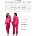 thumbnail image 4 of Womens Silk Pajama Sets Long Sleeve Satin Pajamas Set for Women Classic Button Down Silk Pajamas Women Satin Sleepwear Set Womens Soft Loungewear Set with Long Pants, S-XL (Rose Red), 4 of 12