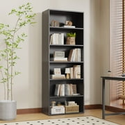EDX 6 Tier Bookcase Storage, 63 Inch Large Tall Floor Standing Open Bookshelf for Home Office, Living Room, and Bedroom, Black