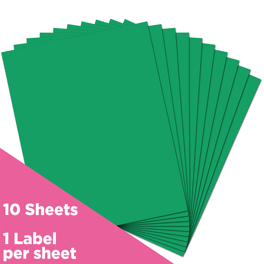 JAM Paper Full Page Labels, 8.5 x 11, Green, 10 per Pack