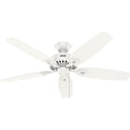 thumbnail image 3 of Hunter 52 inch Indoor Ceiling Fan with LED Lights - White Ceiling Fan with Pull Chain, For Bedroom or Living Room, Standard Mount, No Remote, 5 Blades, Includes Bulbs - Builder 52730, Fresh White, 3 of 17