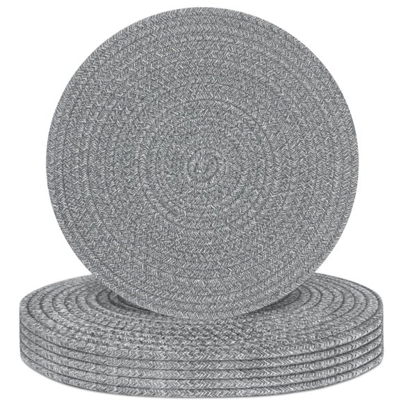 Juego De 6 Manteles Individuales Redondos Tejidos Con Cuerda De Algodón, Almohadillas Calientes Para Cocina, Antideslizantes, Resistentes Al Calor, Manteles Individuales Trenzados De 13 Pulgadas Para