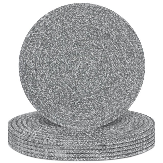 Juego De 6 Manteles Individuales Redondos Tejidos Con Cuerda De Algodón, Almohadillas Calientes Para Cocina, Antideslizantes, Resistentes Al Calor, Manteles Individuales Trenzados De 13 Pulgadas Para