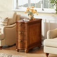 thumbnail image 6 of Tribesigns Wood Side Table with 3-Drawers, Fully Assembled Narrow Slim End Table, Nightstand for Bedside, Small Spaces, Walnut Brown, 6 of 8