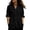 Black, variant on Women's Blouse Mandarin Collar Blouse Long Sleeve Button Top Crinkle Fabric Shirt Casual Summer Blouse V-Neck Button-Down Relaxed Fit Solid Color Spring/Summer Top, White