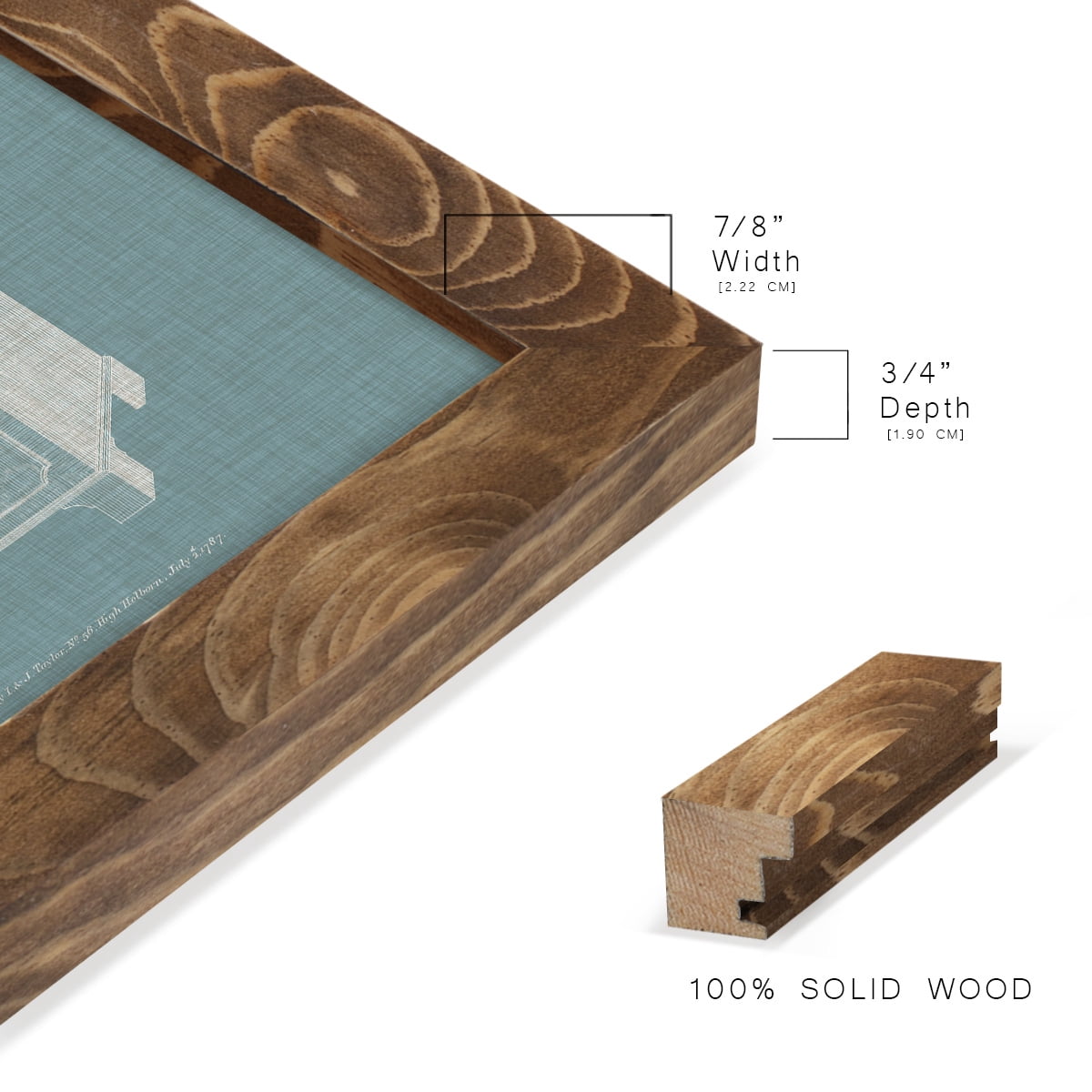 Hepplewhite Desk & Bookcase IV - Framed Print w/glass - Walnut
