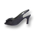 thumbnail image 3 of FLORAL Staci Women's Wide Width Peep Toe Glitter Bow with Jewel Slingback Pump BLACK 6.5, 3 of 6