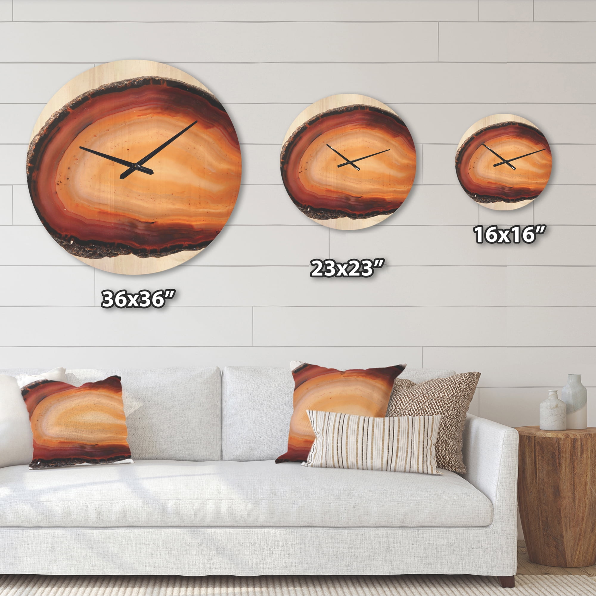 Designart 'Abstract Brown agate isolated ' Modern Wood Wall Clock
