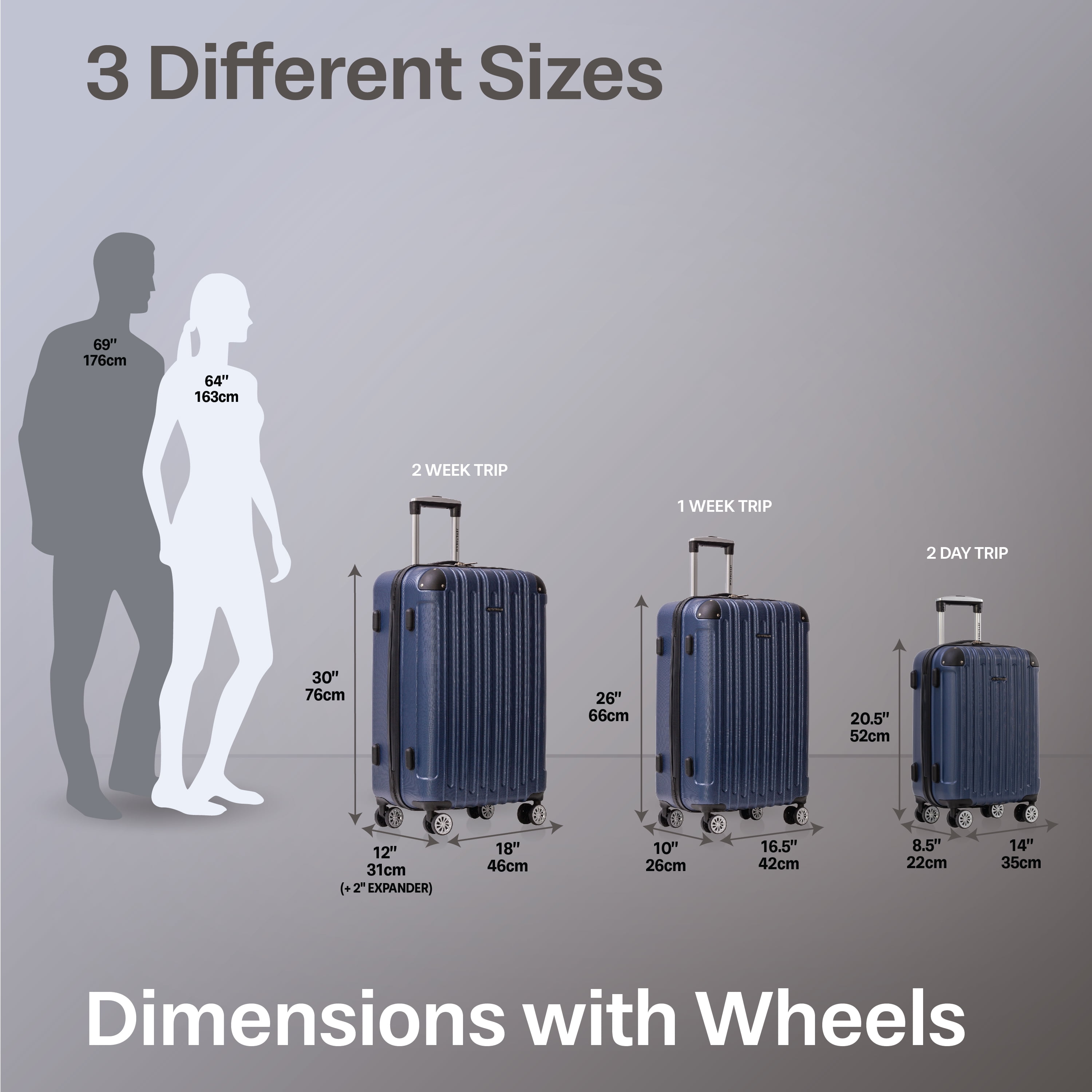 JetStream Aera Hardside Luggage Set, Suitcase Set with Spinner Wheels: Two Large Suitcases and One Carry on Luggage