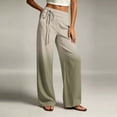 thumbnail image 5 of Women's Wide Leg Pants Baggy Lounge Yoga Loose Running Workout Side Drawstring Joggers with Pockets, 5 of 6