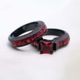 thumbnail image 2 of GY Black Gold Plated Red 1CT CZ Women Wedding Ring Sets 2pcs Engagement Ring for Woman, 2 of 6