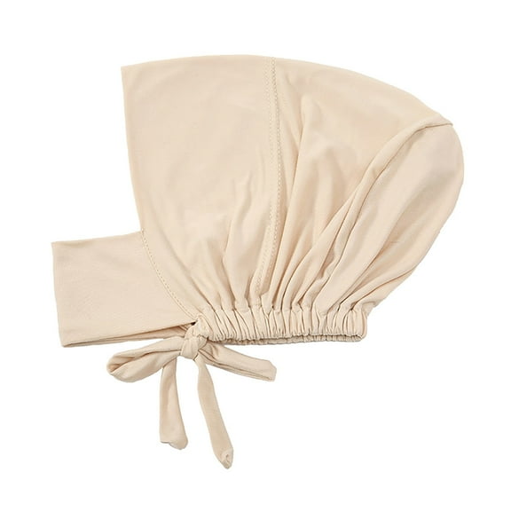 Prolriy Turbans for Women Casual Solid Head Hat Cap Hair Cover Wrap Headwear Muslim Turban Cap Head Wraps Hats for Women Beige