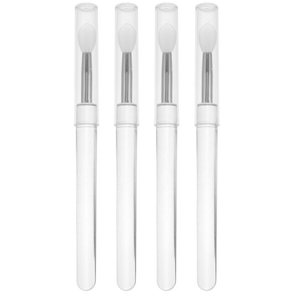 4 pinceles portátiles de silicona para labios, aplicadores de lápiz labial y pinceles para sombras de ojos.
