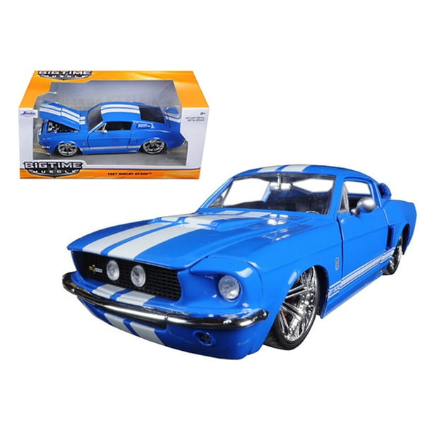 1967 Ford Shelby Mustang GT-500 Blue with White Stripes 1/24 Diecast Model  Car by Jada