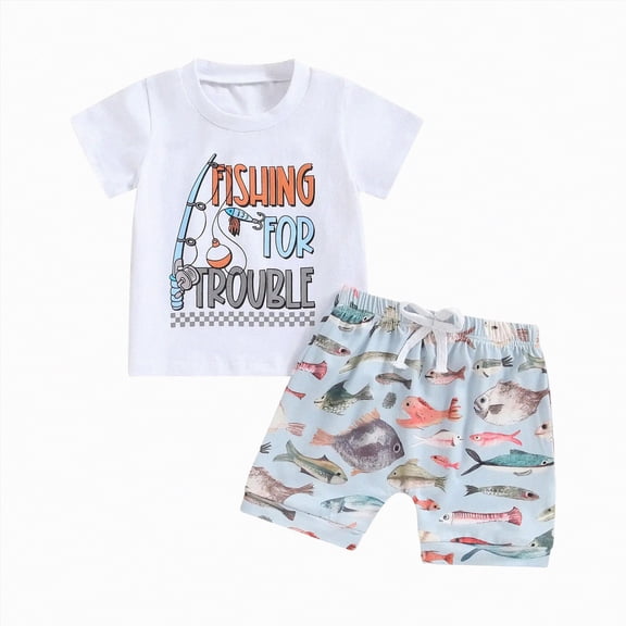 HCNTES Baby Boy Clothes Toddler Summer Outfit Short Sleeve T-Shirt Tee Tops Shorts 6 12 18 24 Months 2T 3T Clothing Set