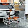thumbnail image 2 of VEVOR Hitch Mount Wheelchair Carrier 47.2" x 27.6", 500LBS Mobility Scooter Carrier with Folding Ramp, Aluminum Trailer Hitch Rack Basket with Stabilizer, Straps, Fit 2" Hitch Receiver for SUV Van Car, 2 of 9
