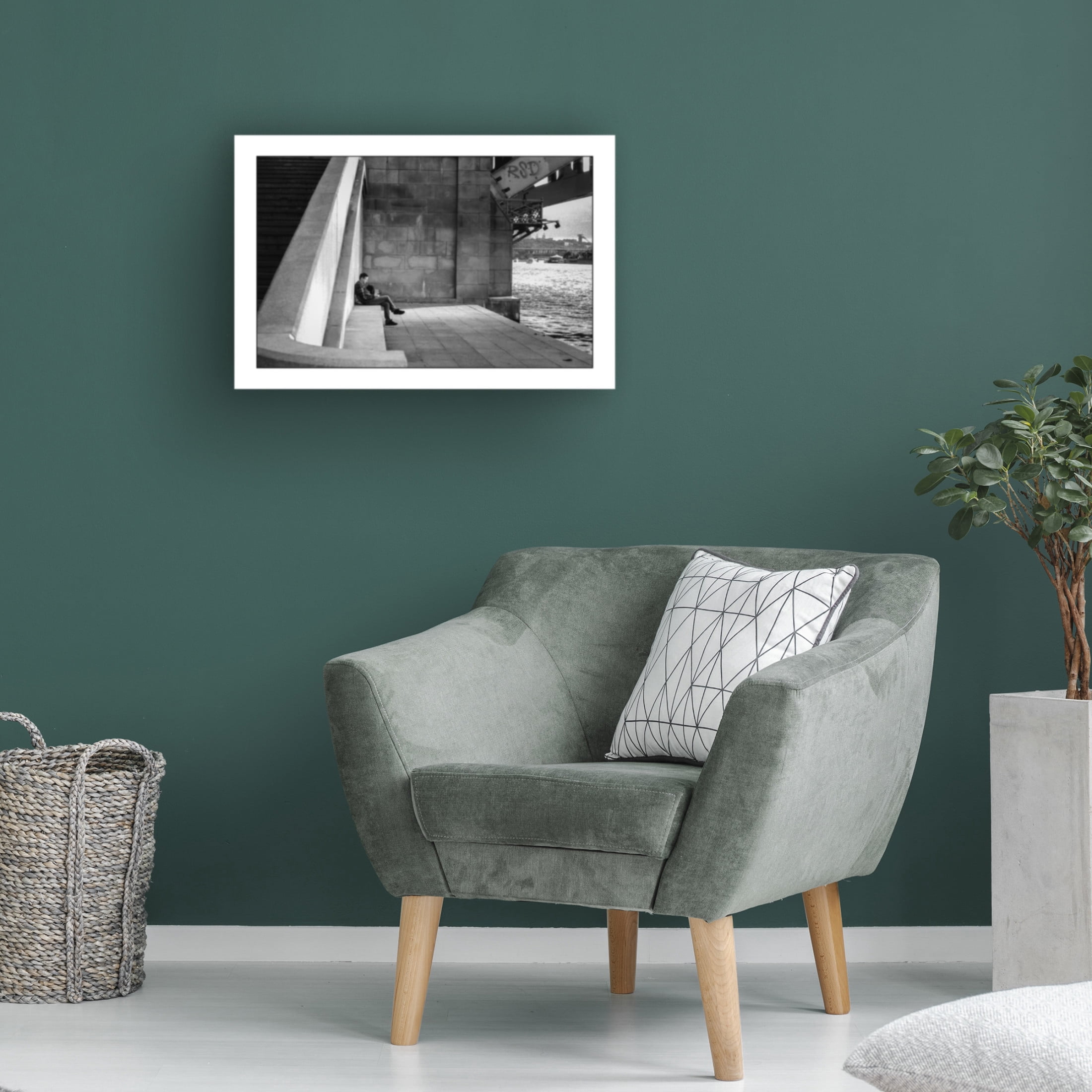 Canvas Wall Art - Yury A Melnikov 'City River Bridge Loneliness' Wall Art for Living Room, Bedroom, or Office Décor by Trademark Fine Art - 19 x 12 Inches