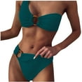thumbnail image 2 of Traje de baño para mujer, conjunto de bikini sin espalda con cuerpo dividido de color sólido para mujer, trajes de baño para mujer, 2 of 3