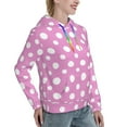 thumbnail image 6 of Goofa Purple And White Polka Dot for Women's Hooded Sweatshirt with Eye-catching Drawstrings- Lightweight Pullover Hoodie with Kangaroo Pocket, Perfect for Everyday Wear-, 6 of 7