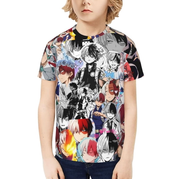 My Hero Academia Shoto Todoroki Kids T-Shirt 3d Printed Graphic T-Shirts Boys And Girls Short Sleeve Shirts For Youth Kids X-Small