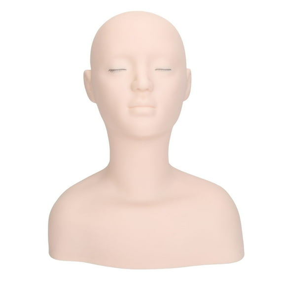 Beauty Salon Skin Management Head Model, Beginner Learning Beauty Care Make-Up Massage Dummy Head, Eyelash Extension Practice Dummy Head, Manikin Doll Head for Wig ,Glasses, Hat