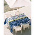 thumbnail image 3 of 52x70 Inch Outdoor Tablecloth with Umbrella Hole Zipper Rectangle Blue Yellow Rectangular Tablecloths Outside Waterproof Botanical Floral Motifs Wildflower Striped Patio Table Cover for Picnic Party, 3 of 8