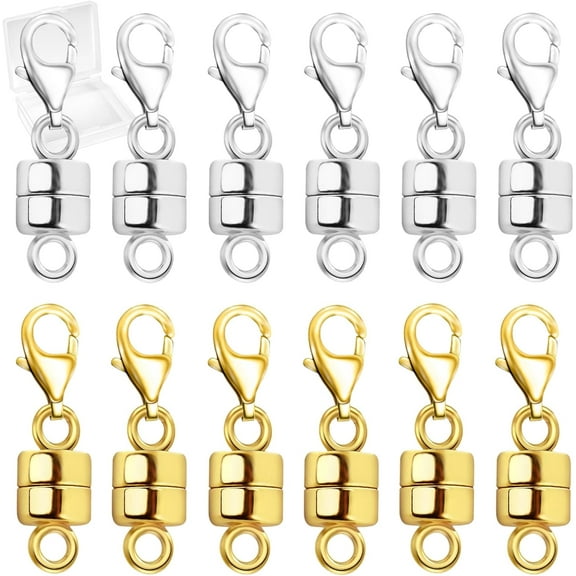 Magnetic Necklace Clasps with Lobster Clasp,14K Gold and Silver Magnetic Jewelry Clasps for Necklaces Extender Magnetic Clasp Bracelet Closures