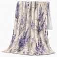 thumbnail image 2 of Lavender Bouquets And Botanical Sprigs, Cozy Flannel Blanket for Vintage Botanical Enthusiasts, Vintage Washed Botanical Watercolor Home Decor for Living Room and Bedroom, Housewarming Gift, 2 of 7