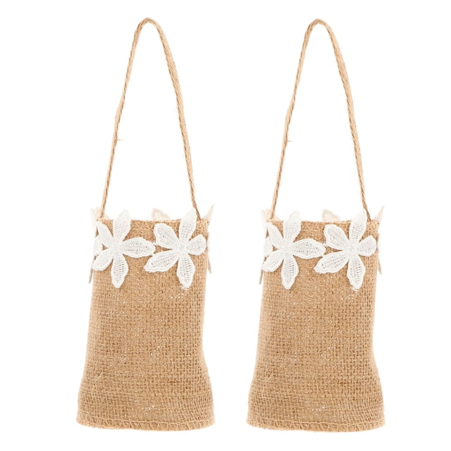 CIMAXIC Wedding 2pcs Flower Candy Storage Case Wedding Linen Basket Beautiful Candy Storage Bags,9.06"X3.15"X4.53"