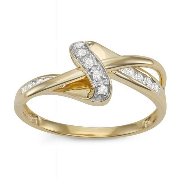 MyDiamondBox 1/5 cttw White Diamonds Twisted Top Shank Promise Ring Crafted in 10KT Yellow Gold Real Diamond Ring for Women, US5
