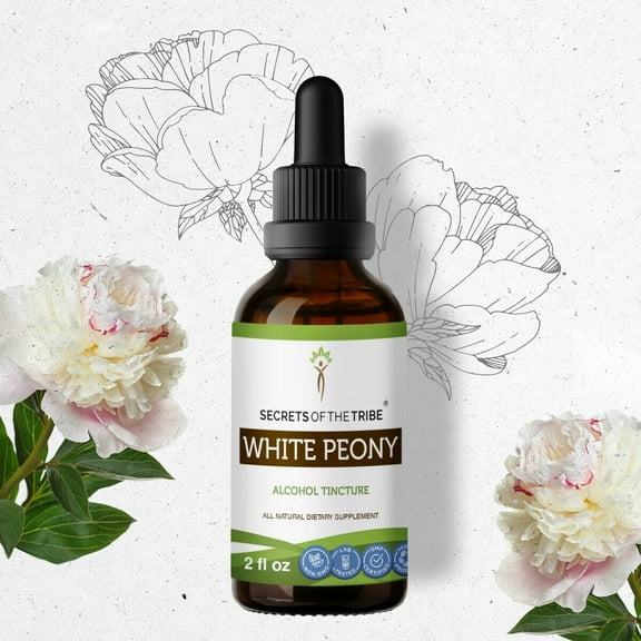 Secrets Of The Tribe White Peony Tincture Dietary Supplement, Natural Herbal Extract for Emotional Balance Support, White Peony (Paeonia lactiflora) Dried Root, Alcohol Extract, Drops 2 oz