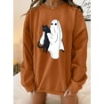 thumbnail image 4 of KimSoong Women Halloween Spooky Season Sweatshirt Black Cat Ghost Graphic Sweatshirts Oversized Fall Ghost Pullover, 4 of 5