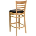 thumbnail image 5 of BizChair 2 Pk. Ladder Back Natural Wood Restaurant Barstool - Black Vinyl Seat, 5 of 8