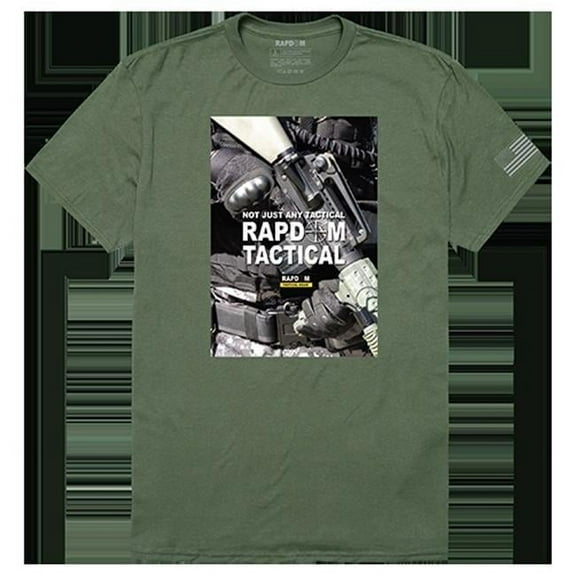 Rapdom 2 Tactical Graphic Tee Shirt, Olive - Extra Large