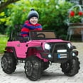 thumbnail image 3 of Costway 12V Kids Ride On Truck RC Car w/ LED Lights Music Trunk Pink, 3 of 10