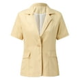 thumbnail image 4 of kamemir Blazer Jackets for Women Open Front Short Sleeve Casual Work Office Blazers(Beige,3XL), 4 of 6