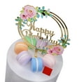 thumbnail image 4 of Birthday Cake Topper Acrylic Birthday Cupcake Decoration with Acrylic birthday Cake Topper Flower Pattern Gold Cake Topper with Letters, 4 of 8