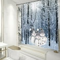 thumbnail image 4 of Winter Forest Shower Curtain Snow Covered Forest Trees Pathway Nature Scene Shower Curtains White Snowmans Waterproof Bath Curtains for Bathroom Decor 59.06in, 4 of 8