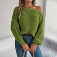 thumbnail image 7 of Bibifish Womens Sweaters Trendy Openwork Off The Shoulder Sweaters Batwing Long Sleeve Going Out Autumn Spring Pullover Knit Tops, 7 of 7