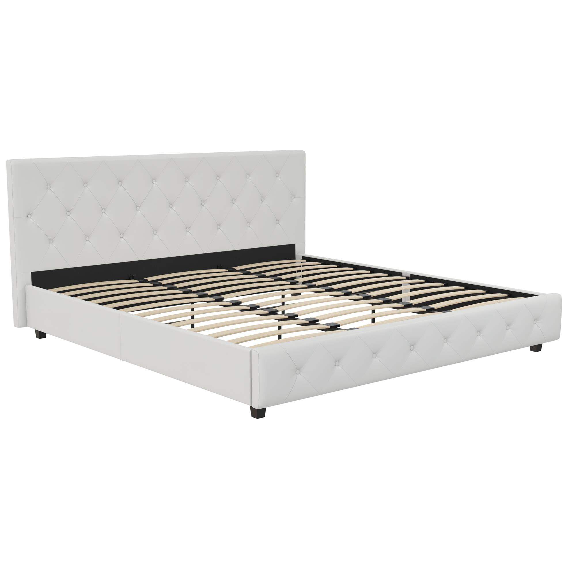 DHP Dakota Upholstered Platform Bed, King, White