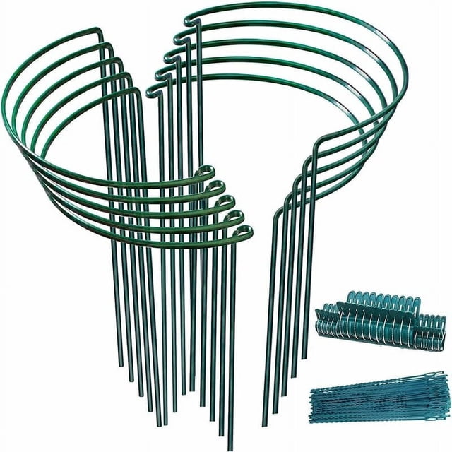 Soporte de borde para plantas de interior y exterior, estaca para plantas de jardín de 25 x 40 cm de ancho y alto, anillo de soporte de plantas de metal resistente a la intemperie para un crecimiento