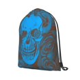 thumbnail image 2 of XMXT Waterproof Gym Bag, Aged Rose Skull Print Drawstring Backpack for Men, s Blue, 2 of 8
