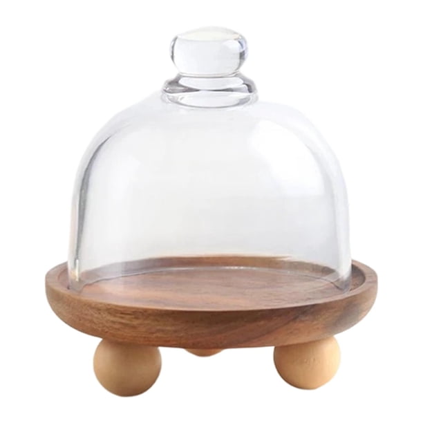 Soporte de madera para pasteles con tapa, plato redondo reutilizable, bandeja para servir, soporte para cupcakes. 135 cm x 12 cm
