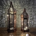 thumbnail image 2 of Farolillo marroquí pequeño de metal, 27,2 cm, color negro | Candelabro marroquí para exterior, jardín o mesa | Faroles para velas | Decoración oriental para el hogar, 2 of 5
