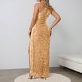 thumbnail image 4 of HXWCHs Elegant Sequin One Shoulder Bodycon Midi Dress Sparkling Evening Formal Attire Party Gown for Women Gold XL, 4 of 6
