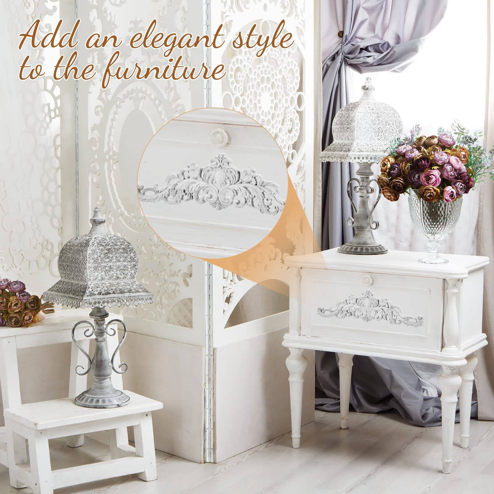SHABBY & CHIC ROSE FURNITURE APPLIQUES FLEXIBLE PAINTABLE WHOLESALE EVERYDAY! 