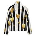 thumbnail image 6 of Jackets for Women Winter Coat Jackets Flannel Stand Collar Jacket(Gold Hearts on Black And White Stripes,Size:S-4XL), 6 of 7