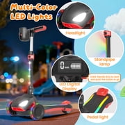 SIMATE Electric Scooter for Kids Ages 4-10,Thumb Accelerator, LED Lights LCD Screen, 3 Adjustable Height & 3 -Wheels Electric Scooter for Girls/Boys,5mph