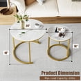 thumbnail image 3 of Round Coffee Table Set of 2, Modern Accent Marble Texture Coffee Tables for Living Room, Nesting Table for Reception Room and Office Room (Gold), 3 of 9